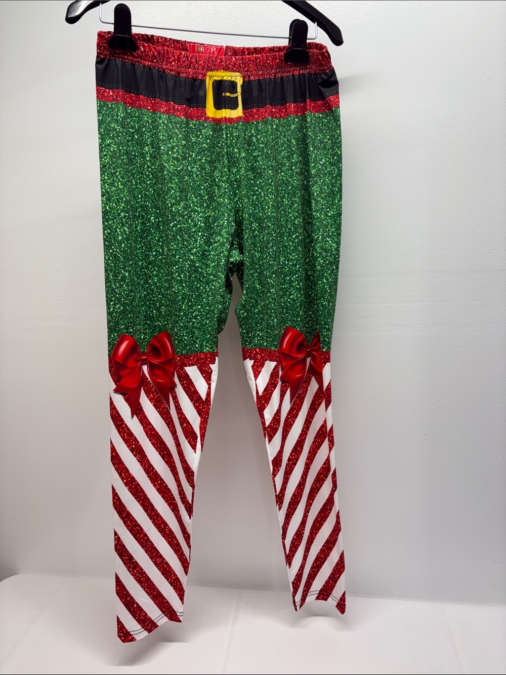 Women’s Holiday Elf leggings Green & Red size X- large new striped holidays